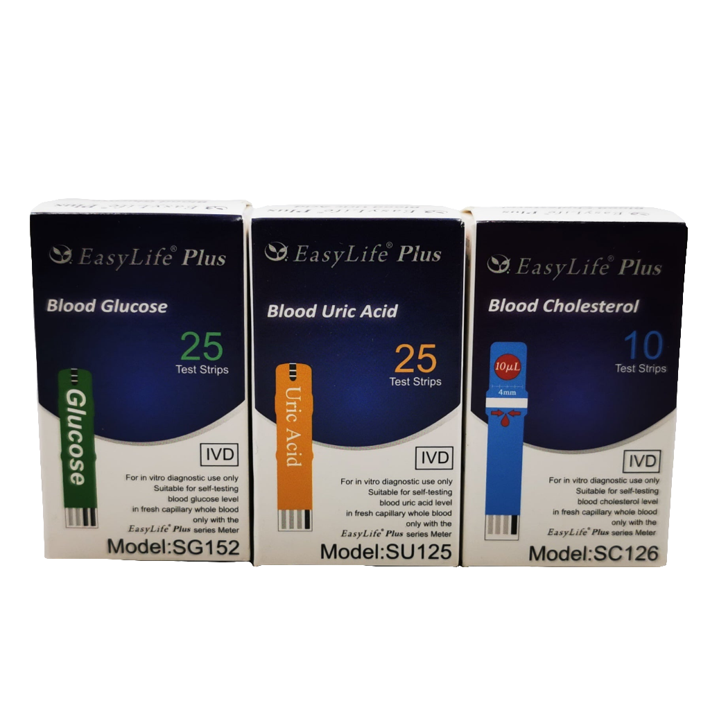 Easylife Plus Test Strips 25 Glucose / 10 Cholesterol / 25 Uric Acid Test Strips Combo Pack